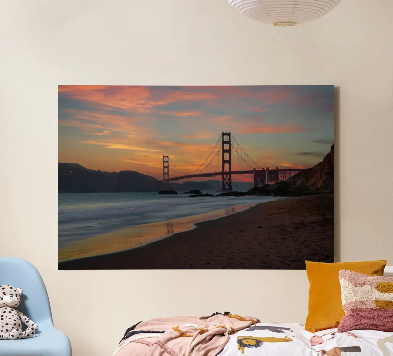 Visione del Golden Gate, San Francisco tela con Cornice a cassetta da Wanderlust Vibes