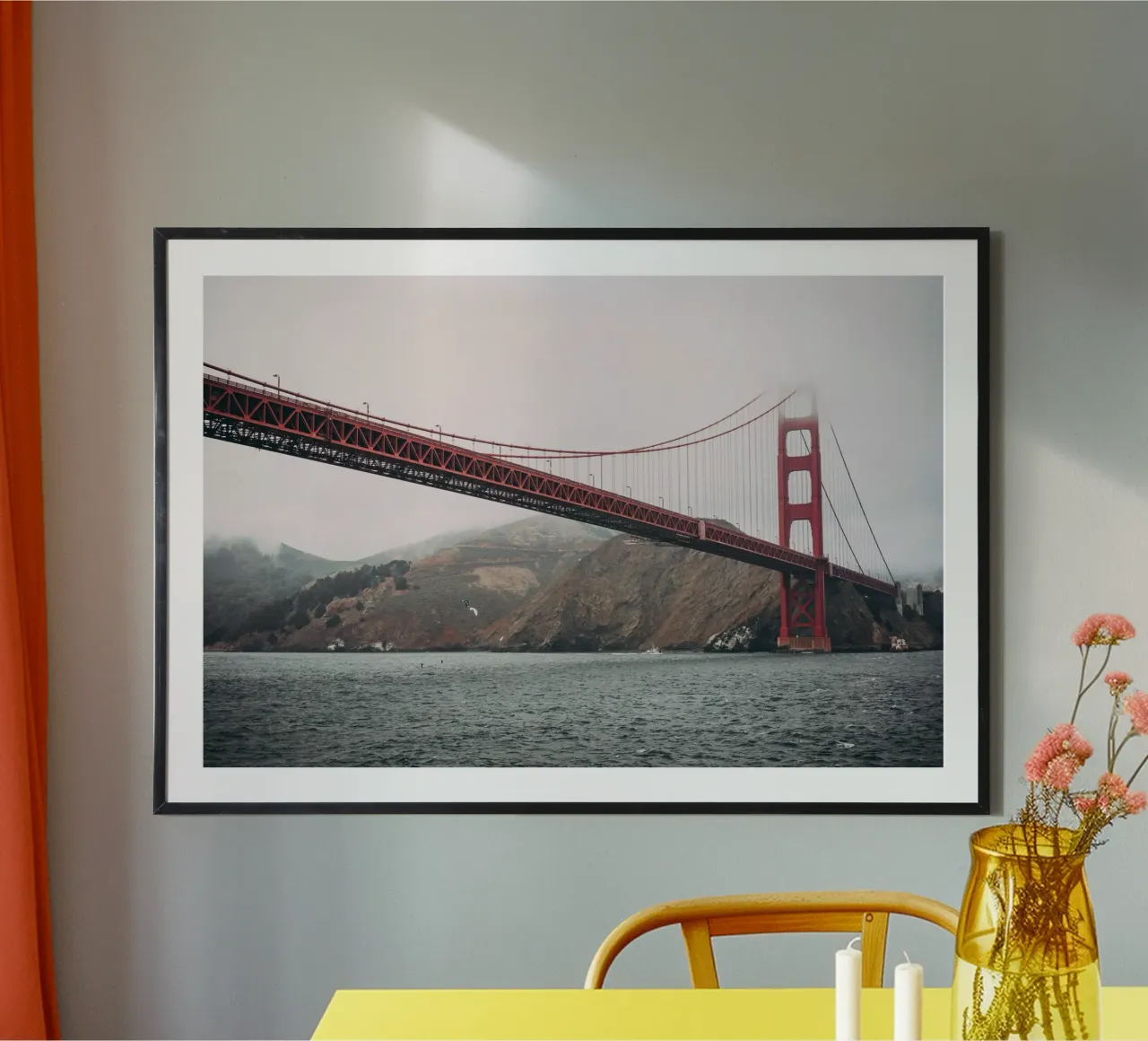 Golden Gate Vision, San Francisco poster with wooden frame by Wanderlust Vibes