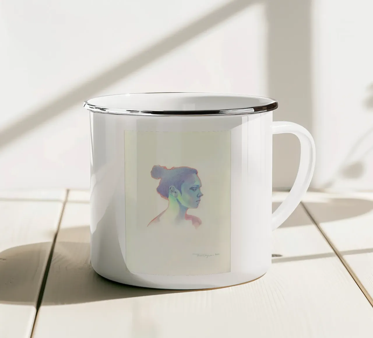Portrait enamel mug by Faunesque