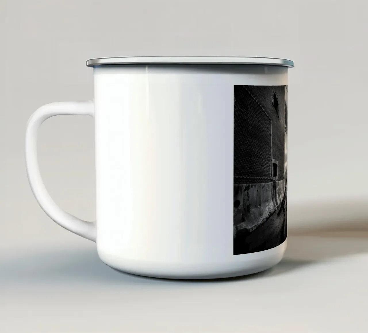 Fort Point in bianco e nero, San Francisco, USA tazza in smalto da Wanderlust Vibes