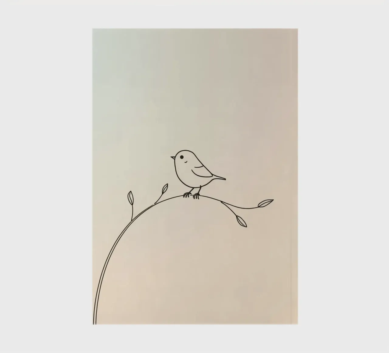 Delicate line drawing of a small bird perched on a branch notebook by DesignDoodle