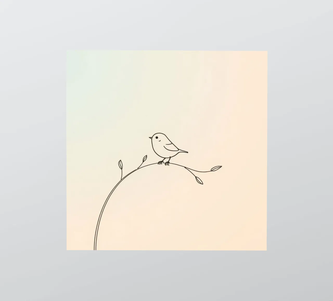 Delicate line drawing of a small bird perched on a branch sticker by DesignDoodle