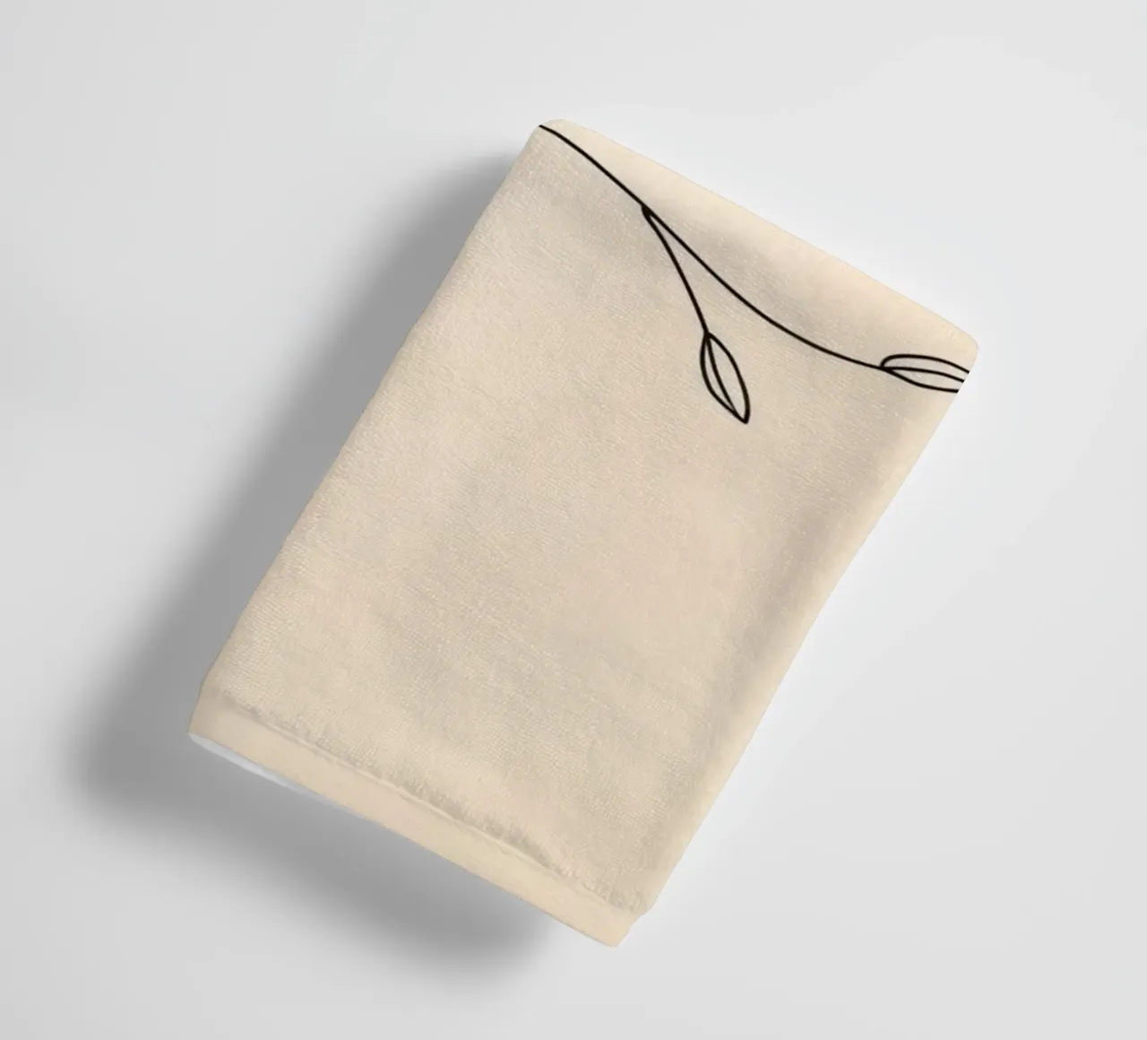 Delicate line drawing of a small bird perched on a branch towel by DesignDoodle