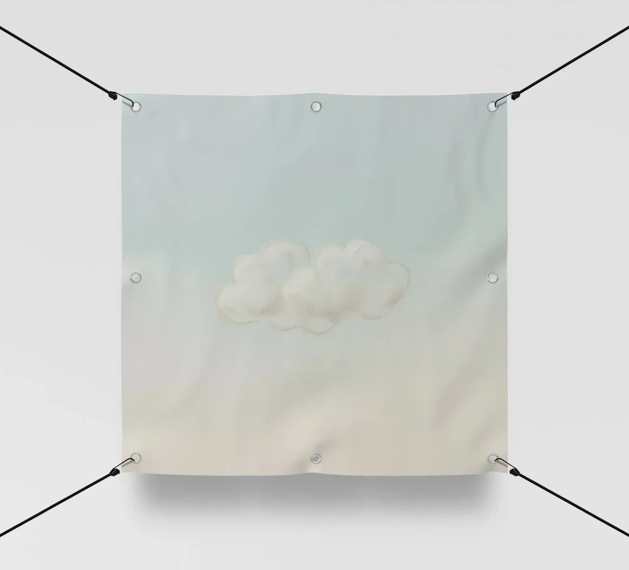 Una soffice nuvola bianca alla deriva in un cielo limpido sopra una terra serena telo in pvc da DesignDoodle