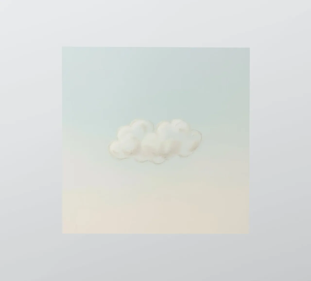 Una soffice nuvola bianca alla deriva in un cielo limpido sopra una terra serena adesivo da DesignDoodle