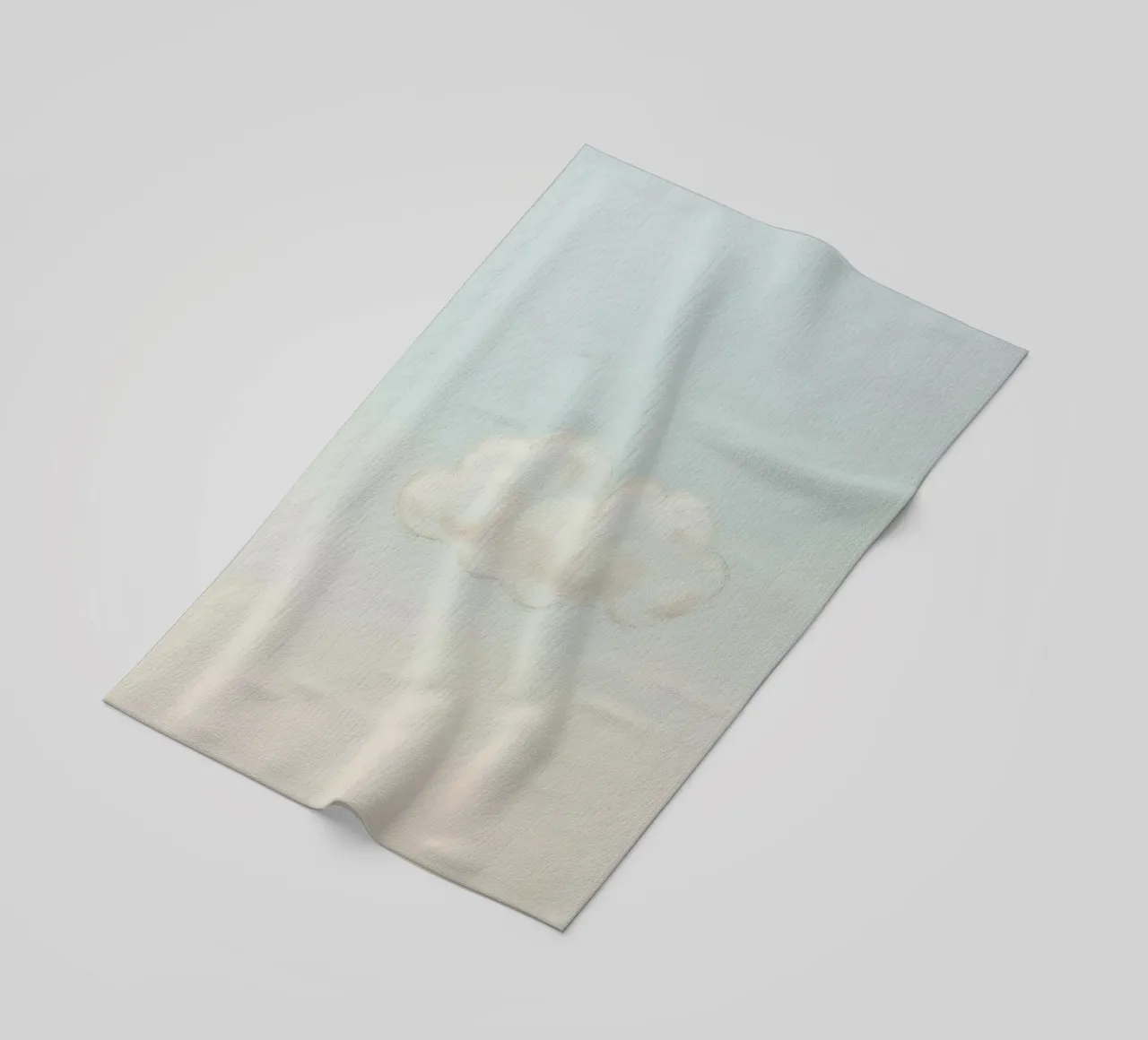 Una soffice nuvola bianca alla deriva in un cielo limpido sopra una terra serena telo mare da DesignDoodle