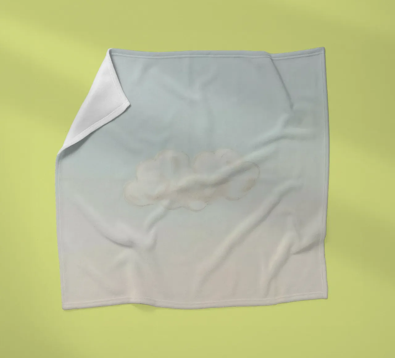 Una soffice nuvola bianca alla deriva in un cielo limpido sopra una terra serena coperta in pile da DesignDoodle