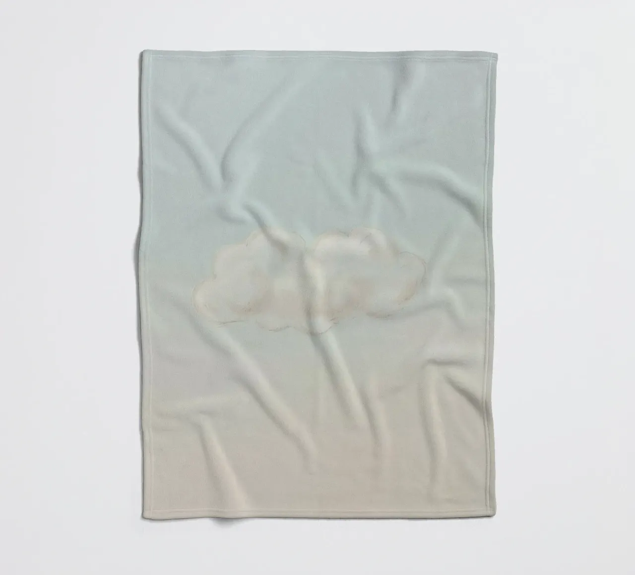 Una soffice nuvola bianca alla deriva in un cielo limpido sopra una terra serena coperta in pile da DesignDoodle