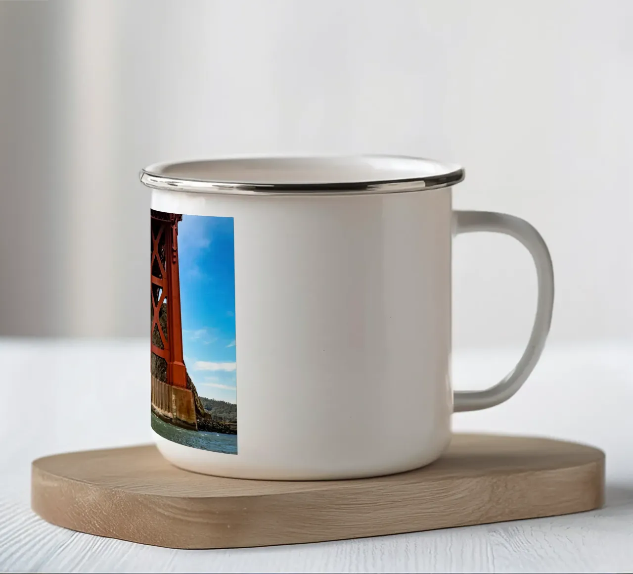 Golden Gate Tower Basis, San Francisco, VS emaille mok van Wanderlust Vibes