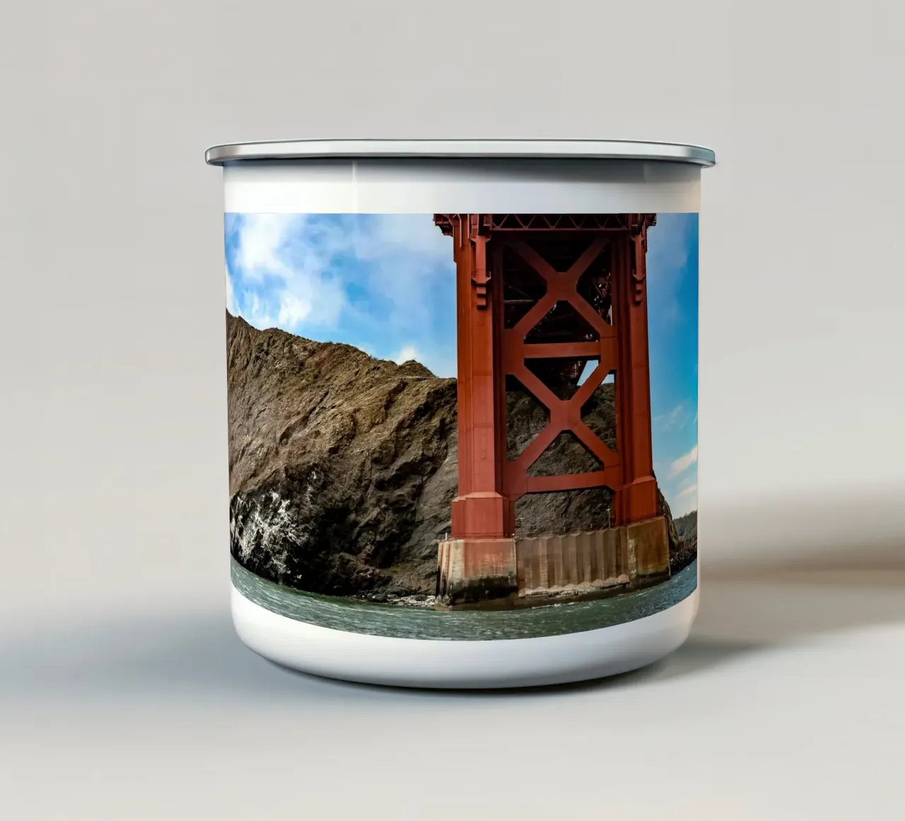 Golden Gate Tower Basis, San Francisco, VS emaille mok van Wanderlust Vibes