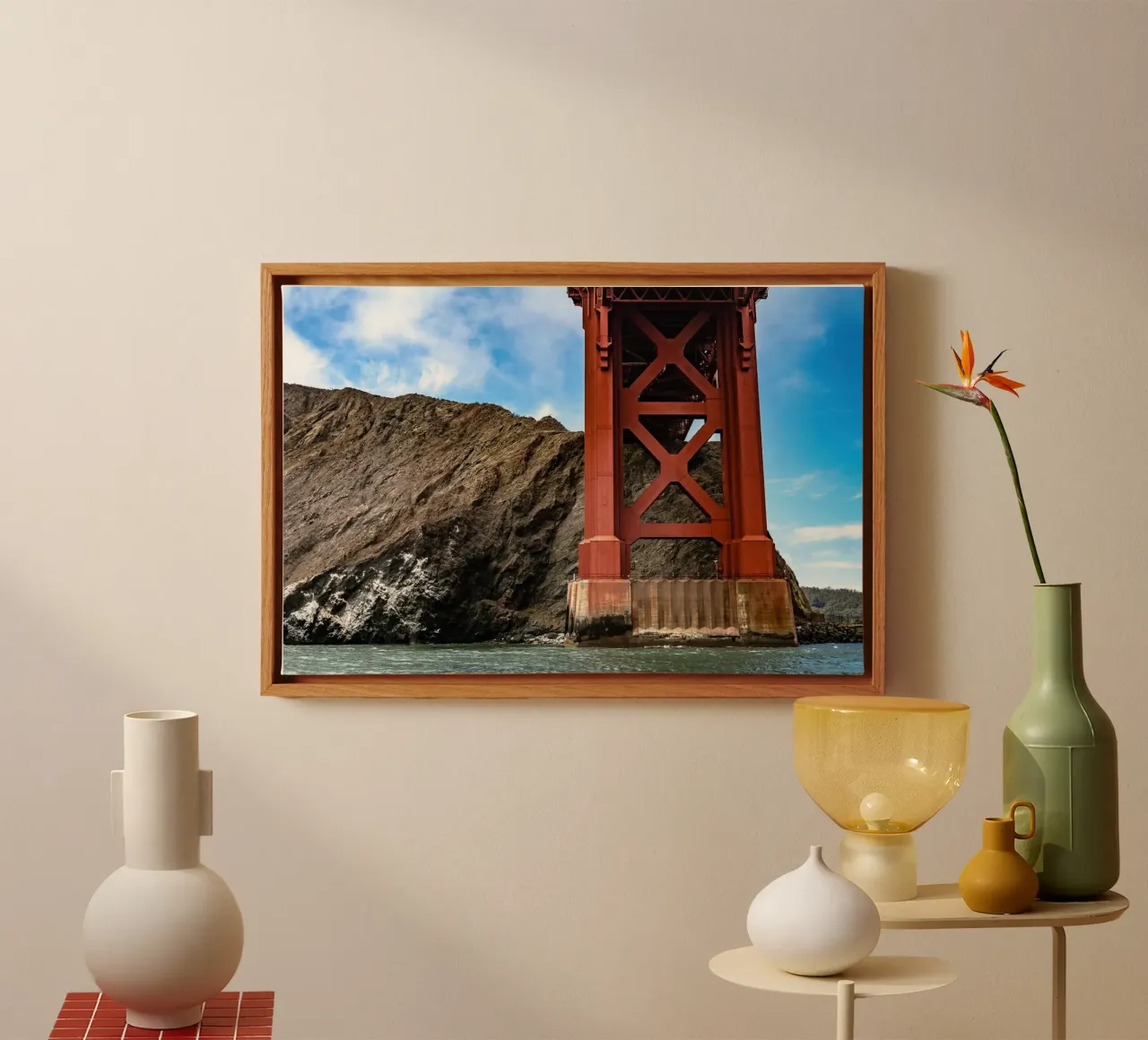 Visione del Golden Gate, San Francisco tela con Cornice a cassetta da Wanderlust Vibes