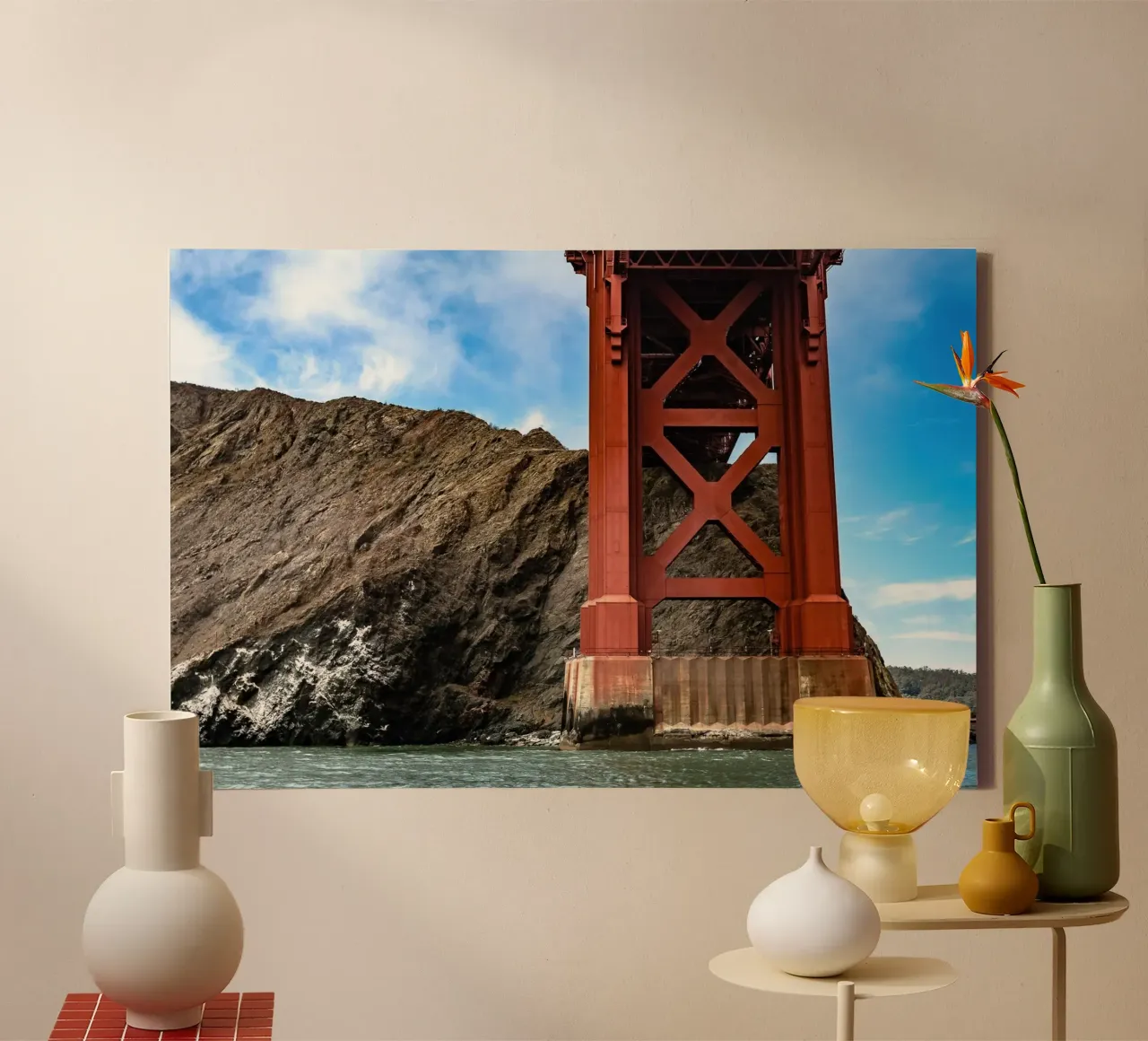 Visione del Golden Gate, San Francisco tela con Cornice a cassetta da Wanderlust Vibes