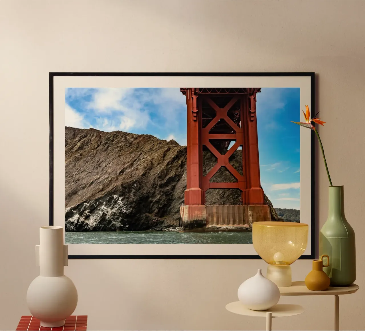 Golden Gate Vision, San Francisco poster with plastic frame by Wanderlust Vibes