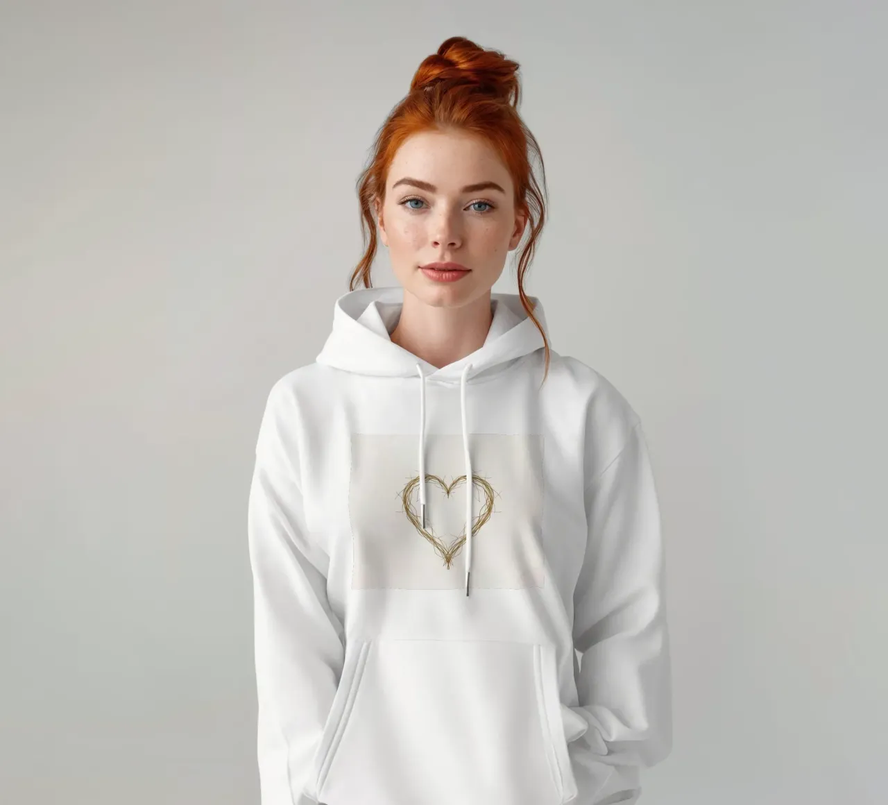 Forma di cuore creata con ramoscelli naturali felpa con cappuccio da DesignDoodle