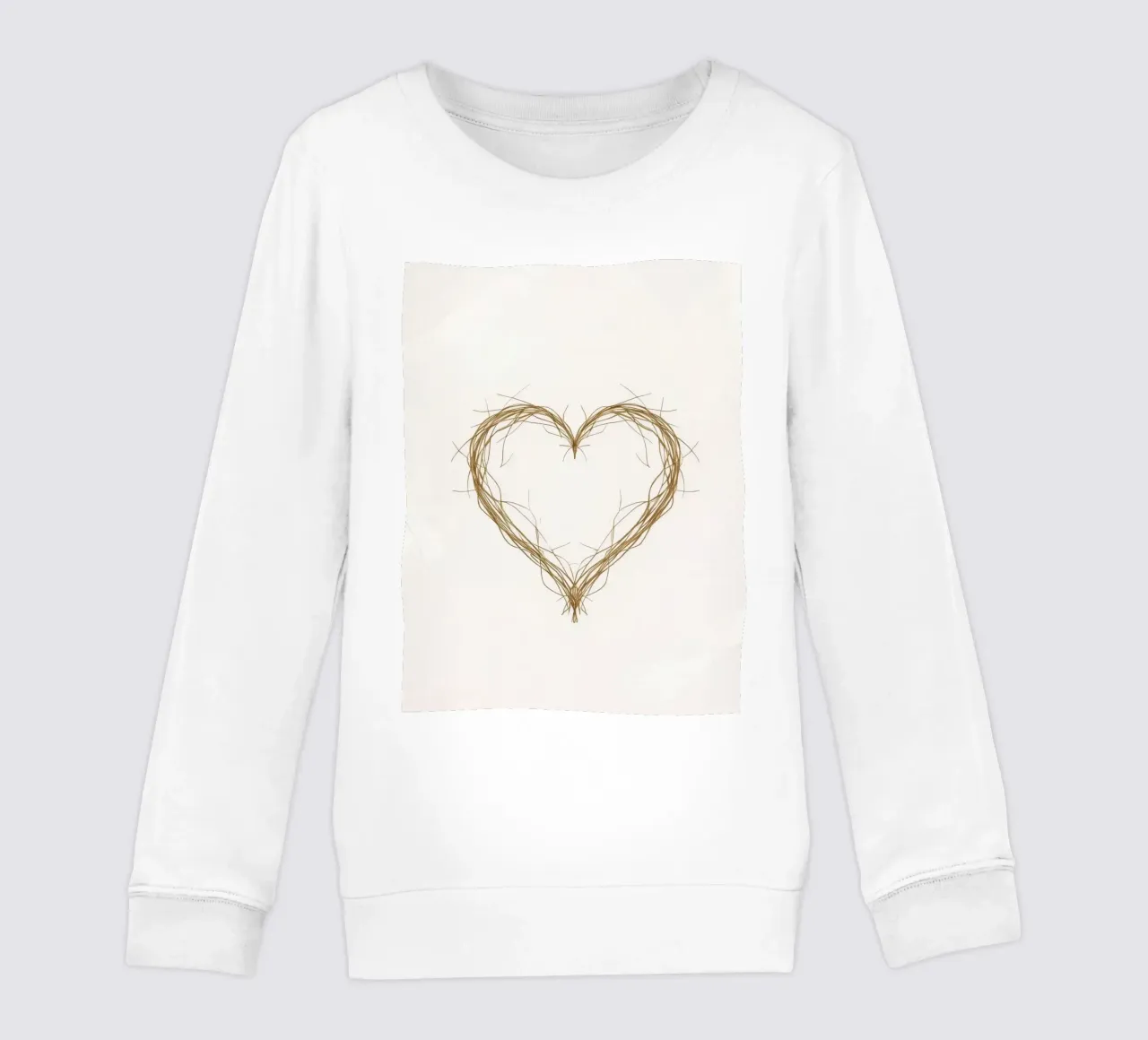 Forma di cuore creata con ramoscelli naturali felpa bambino da DesignDoodle