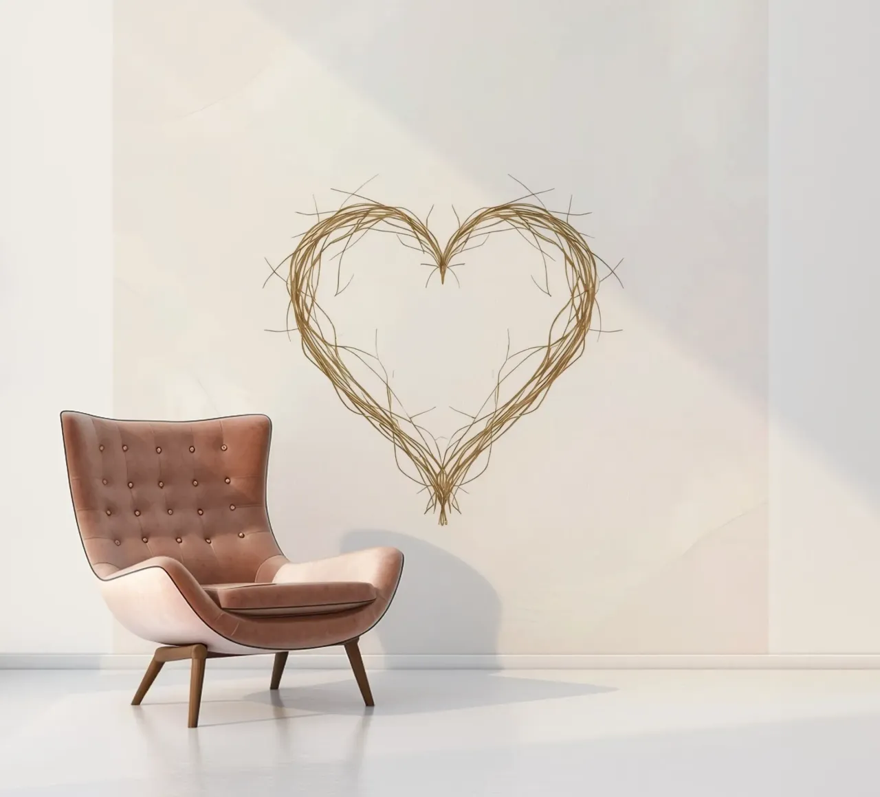 Heart shape created with natural twigs photo wallpaper by DesignDoodle