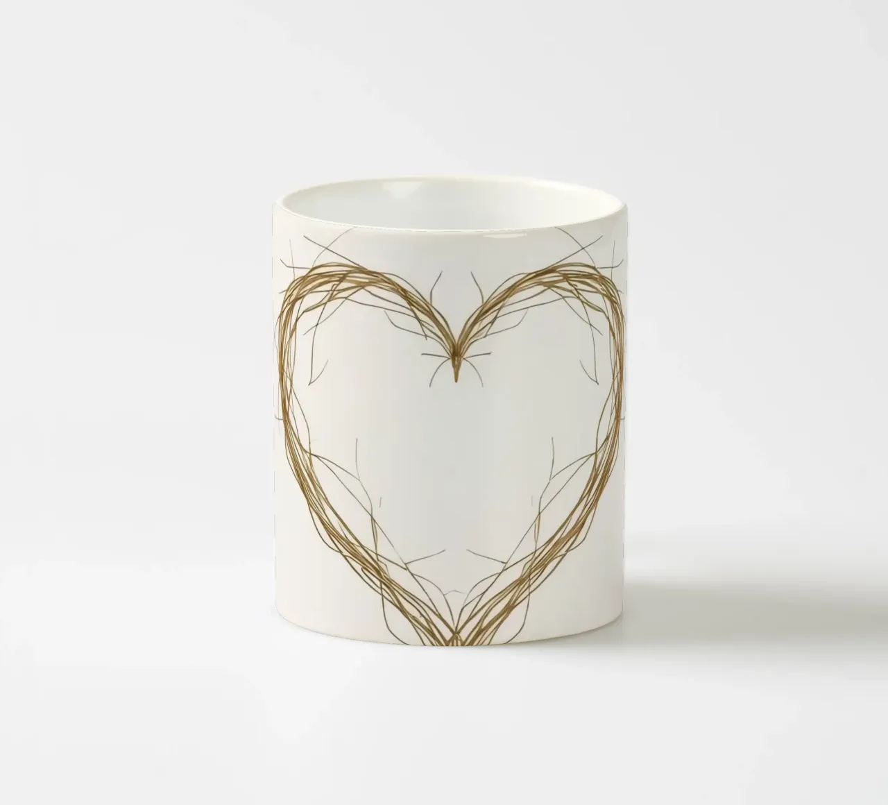 Forma di cuore creata con ramoscelli naturali tazza in ceramica da DesignDoodle