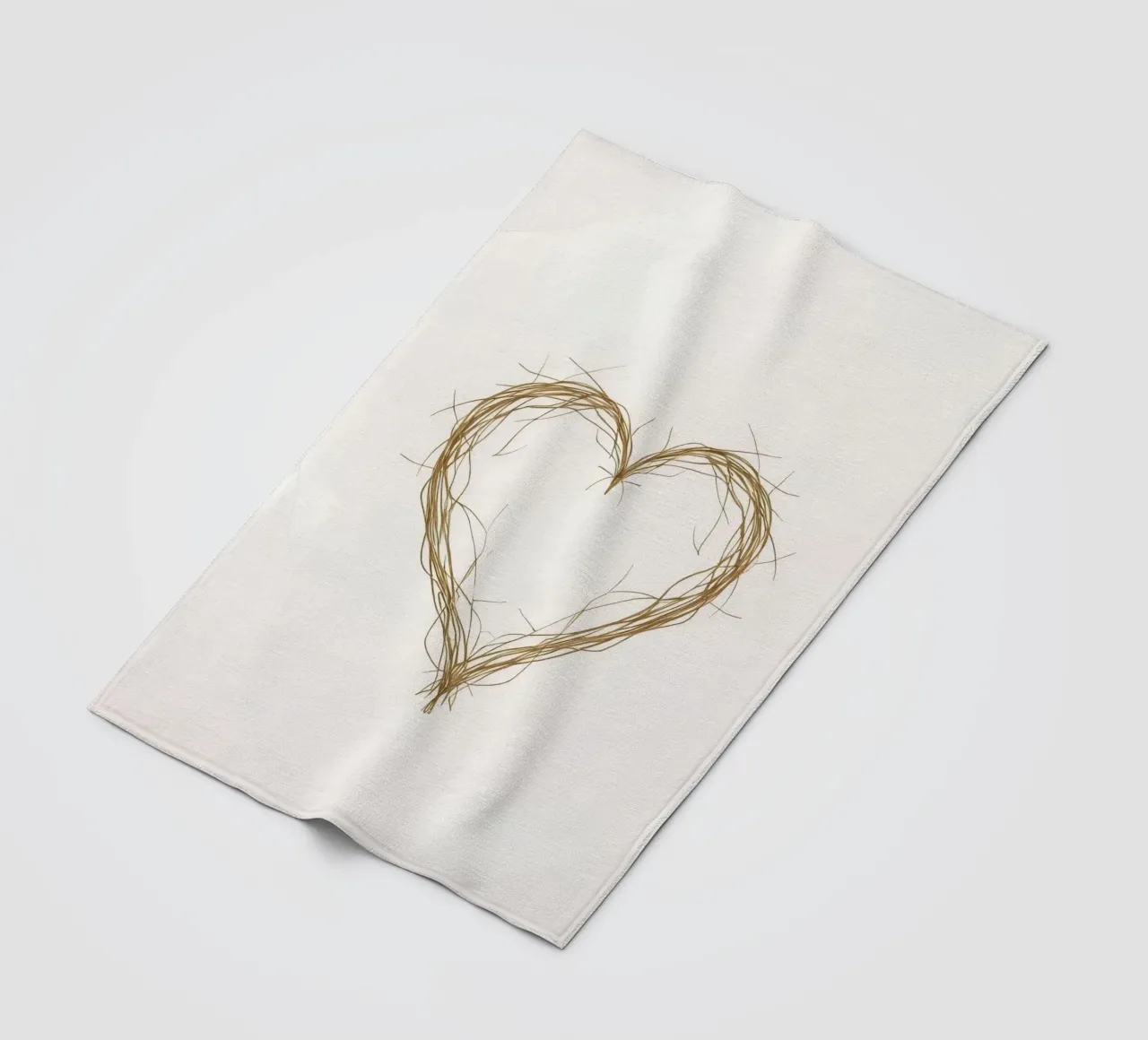 Heart shape created with natural twigs fleece blanket by DesignDoodle
