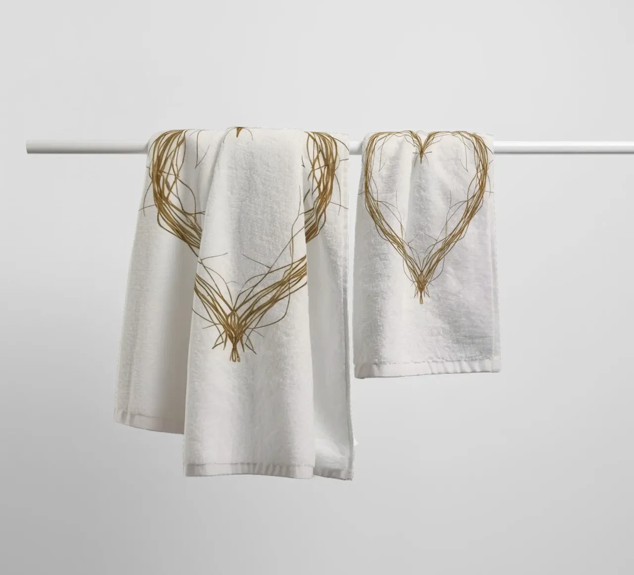 Heart shape created with natural twigs towel by DesignDoodle