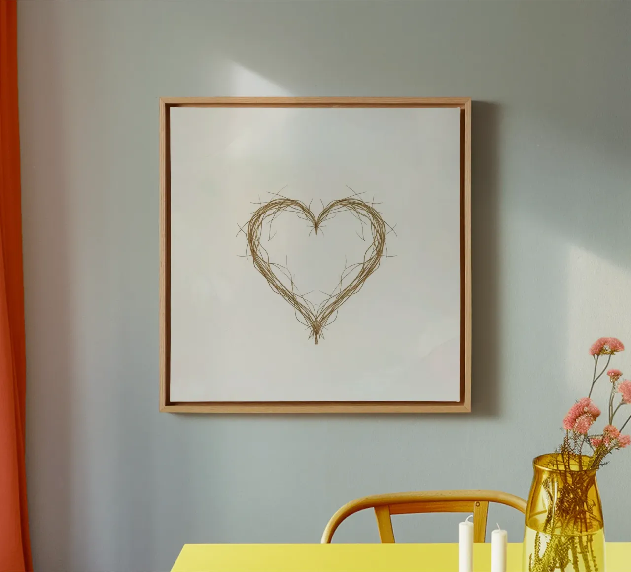 Heart shape created with natural twigs canvas by DesignDoodle