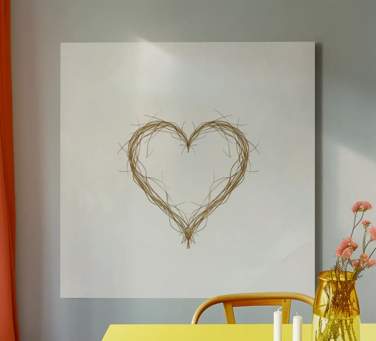 Heart shape created with natural twigs canvas by DesignDoodle