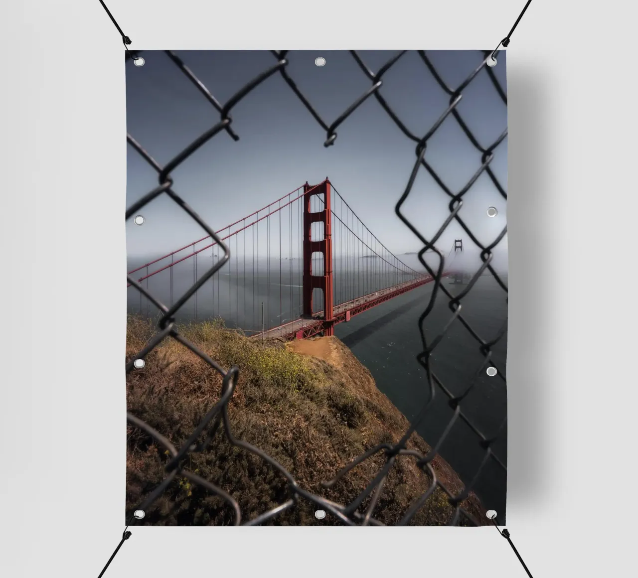Golden Gate attraverso il recinto, San Francisco, USA telo in pvc da Wanderlust Vibes
