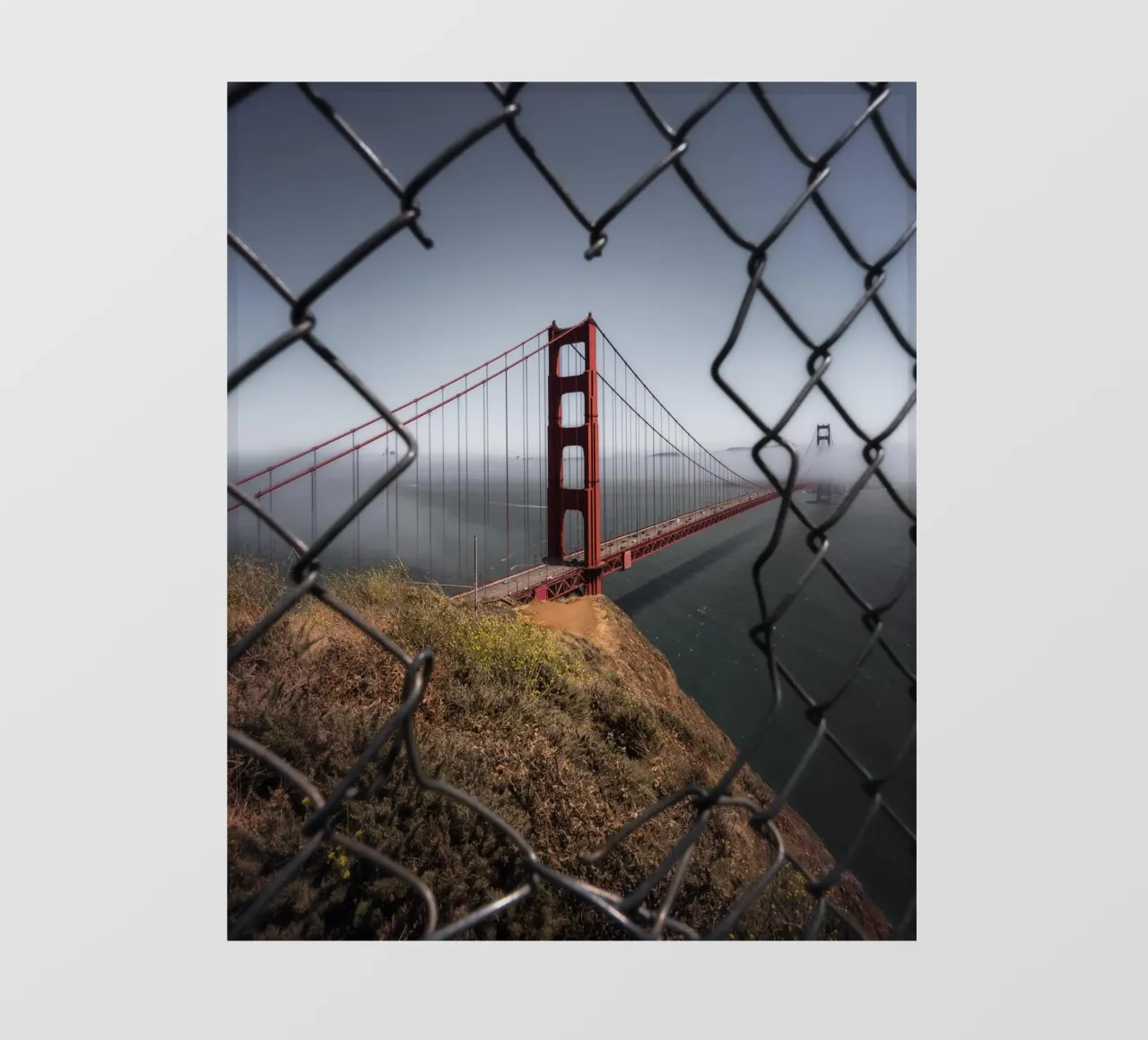 Golden Gate attraverso il recinto, San Francisco, USA telo in pvc da Wanderlust Vibes