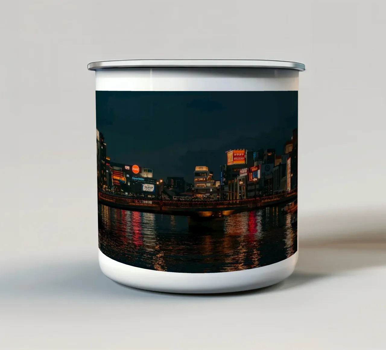 Skyline di Fukuoka di notte, Giappone tazza in smalto da Marcel Bisig