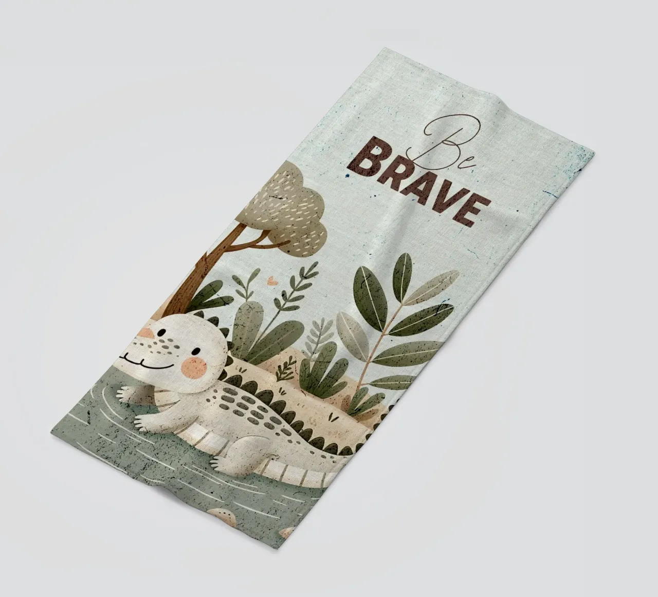 Illustrazione di coccodrillo Be Brave telo mare da E Cannon