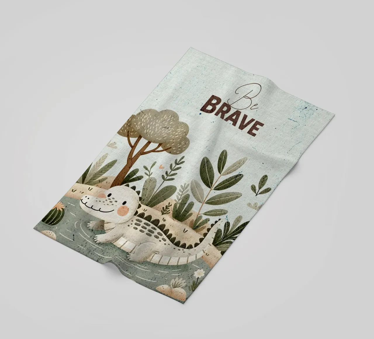 Illustrazione di coccodrillo Be Brave telo mare da E Cannon
