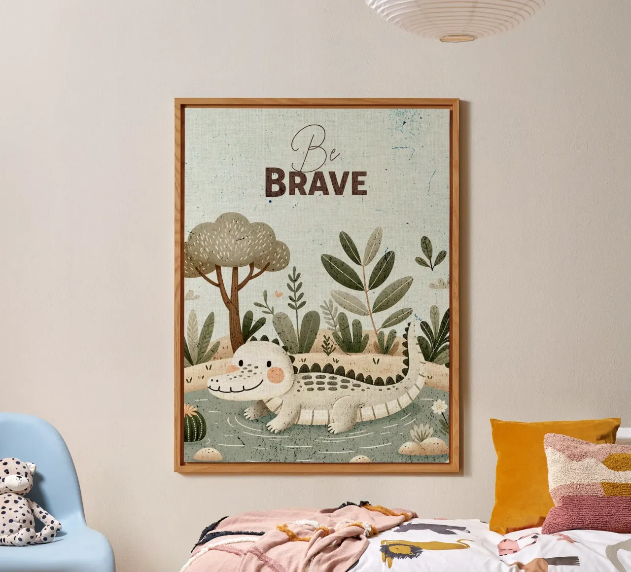 Illustrazione di coccodrillo Be Brave alluminio dibond da E Cannon