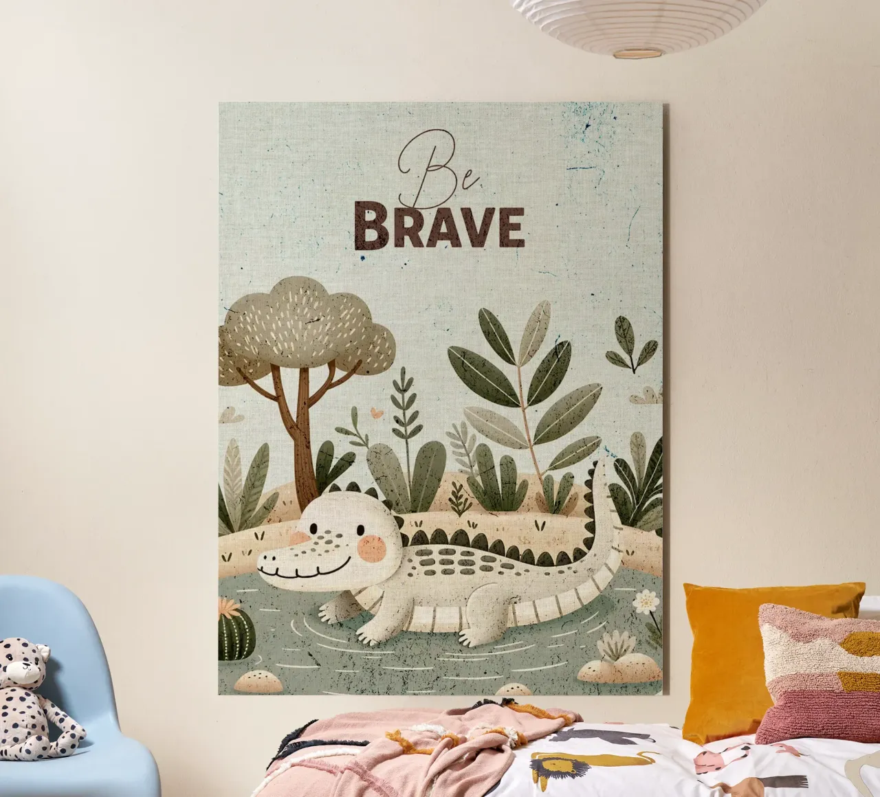 Illustrazione di coccodrillo Be Brave alluminio dibond da E Cannon