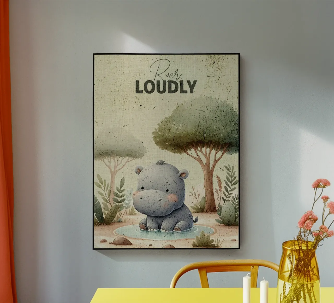 Cute Hippo Illustration acrylic glass by E Cannon