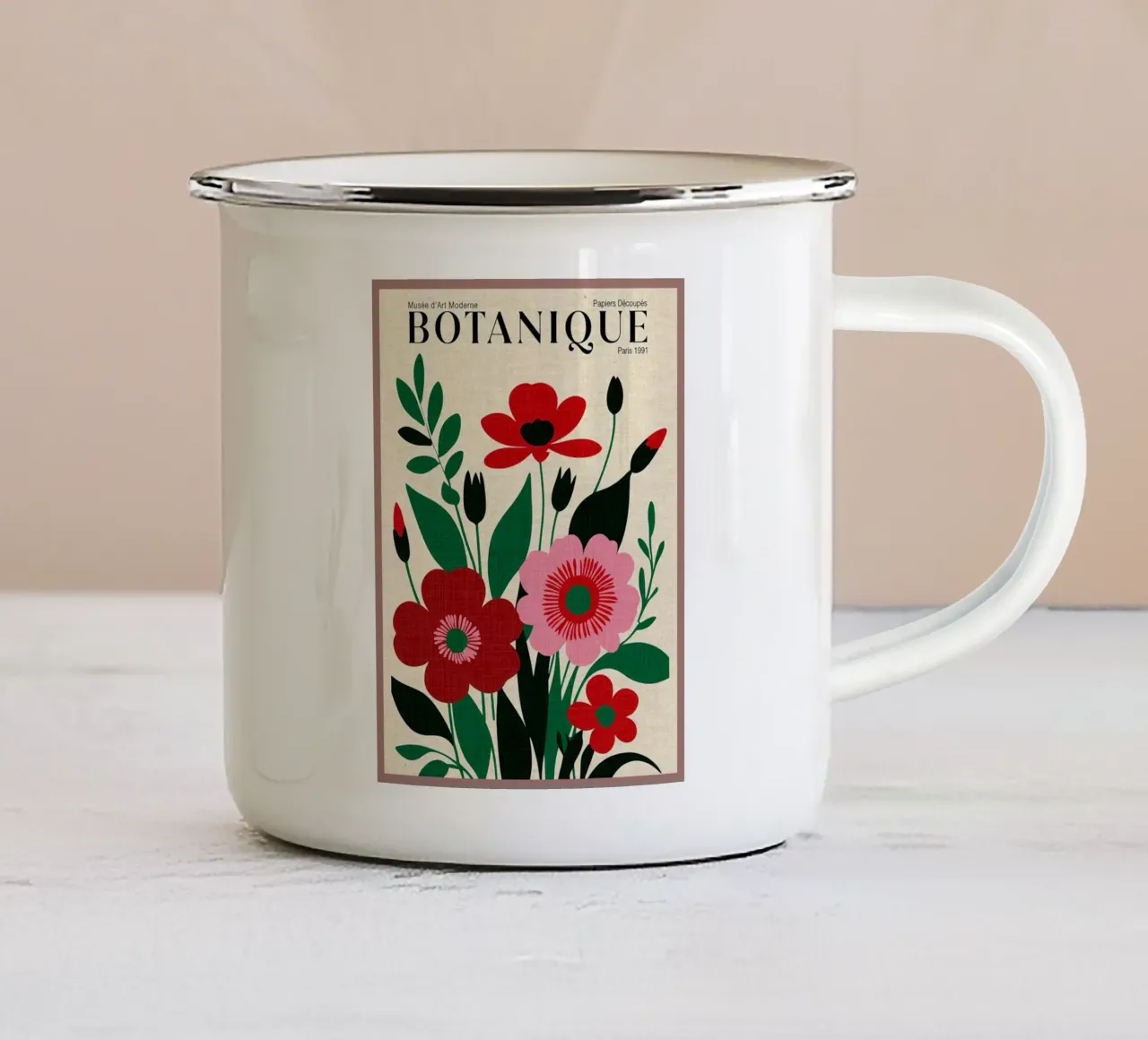 Arte botanica francese tazza in smalto da EbrahimiStudio