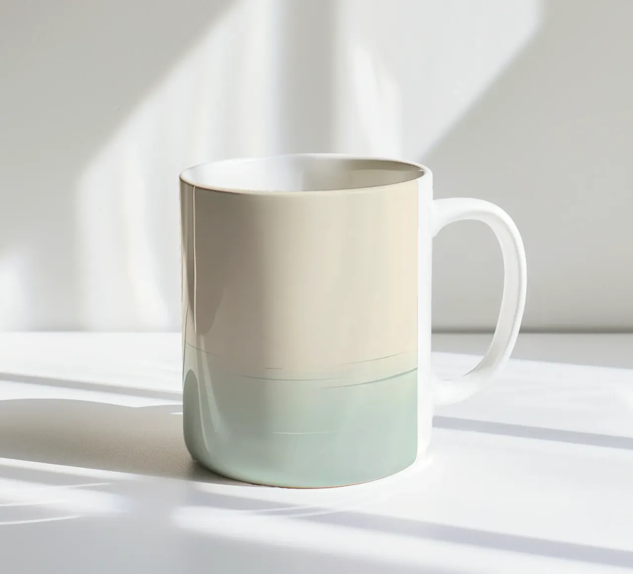 Young girl sitting on a stone wall by the water, gazing calm ceramic mug by DesignDoodle