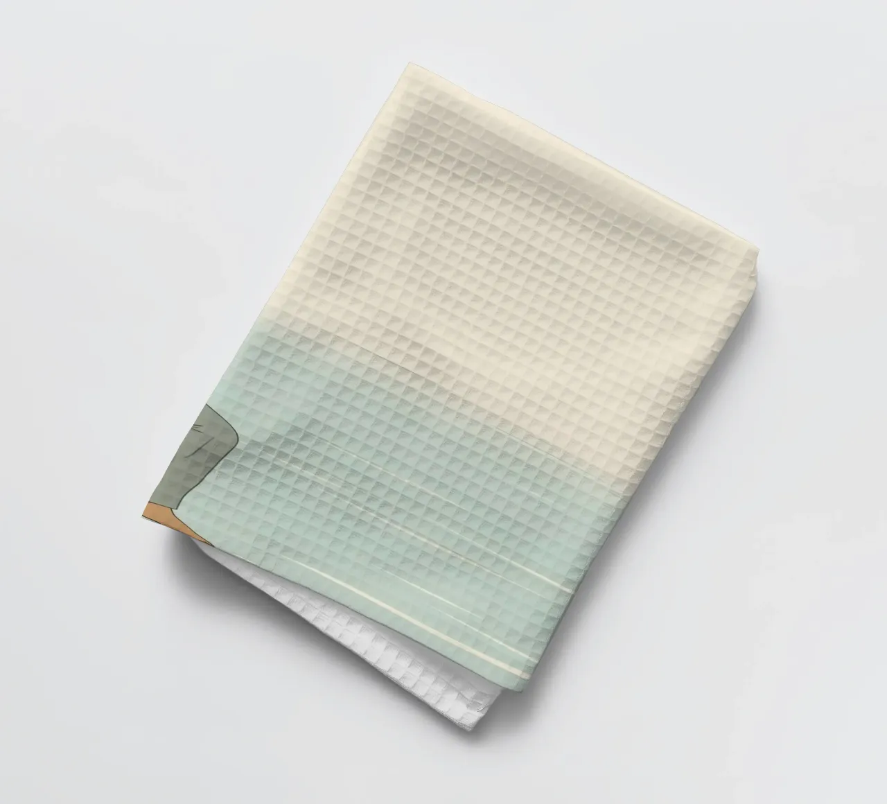 Junges Mädchen sitzt auf einer Steinmauer am Wasser und blickt ruhig vor sich hin Geschirrtuch von DesignDoodle
