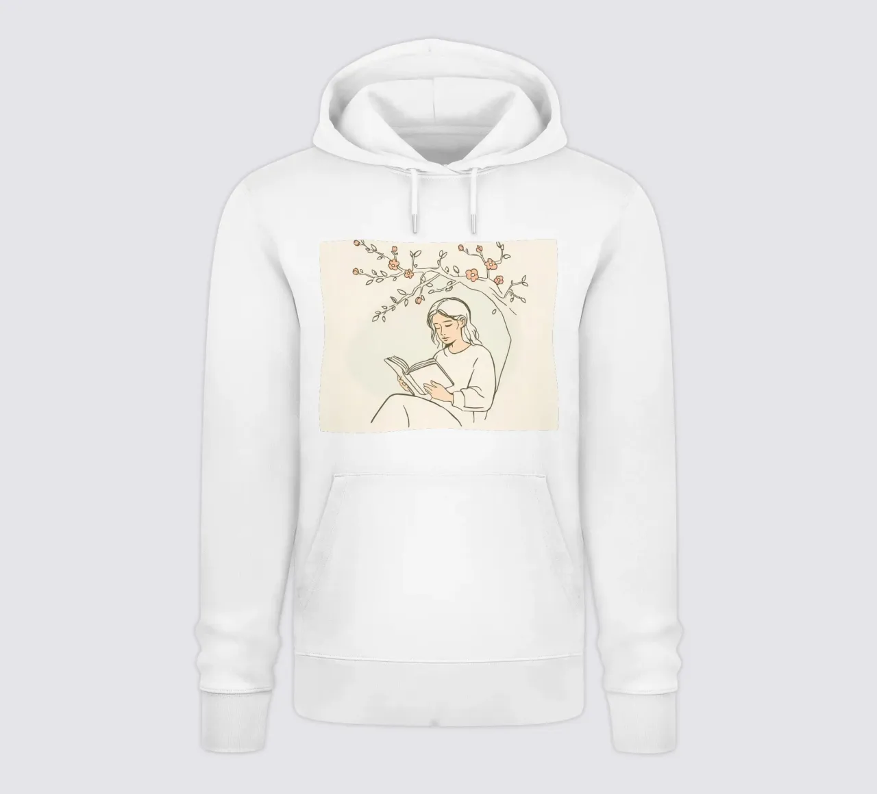 Leggere un libro sotto un albero in fiore in una tranquilla zona all'aperto felpa con cappuccio da DesignDoodle