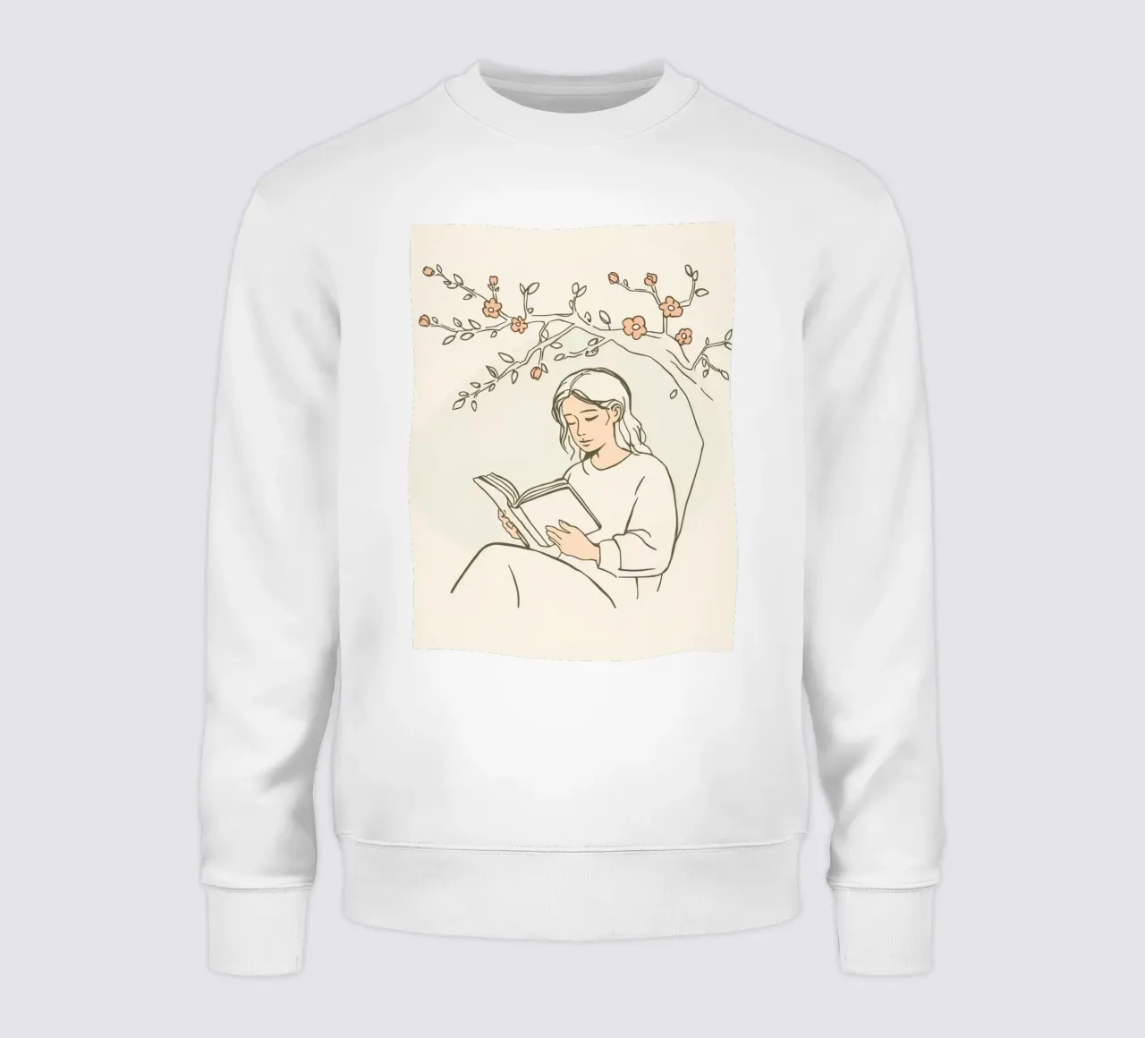 Leggere un libro sotto un albero in fiore in una tranquilla zona all'aperto felpa da DesignDoodle