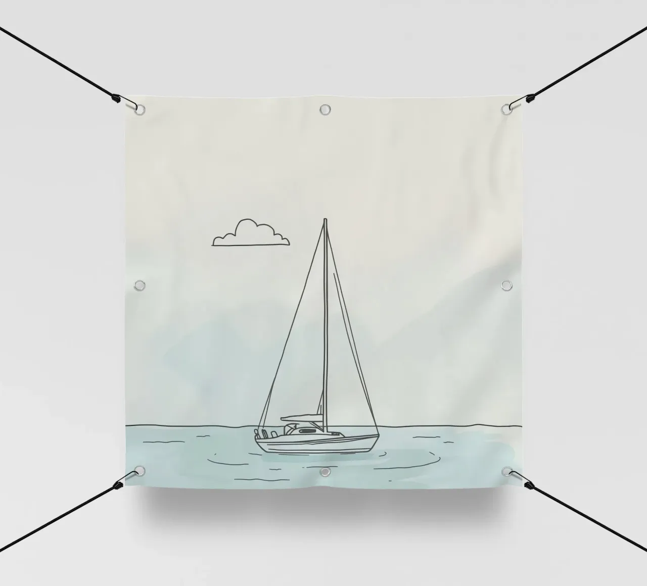 Sailboat drifting on calm waters under a light cloud in pvc cover by DesignDoodle