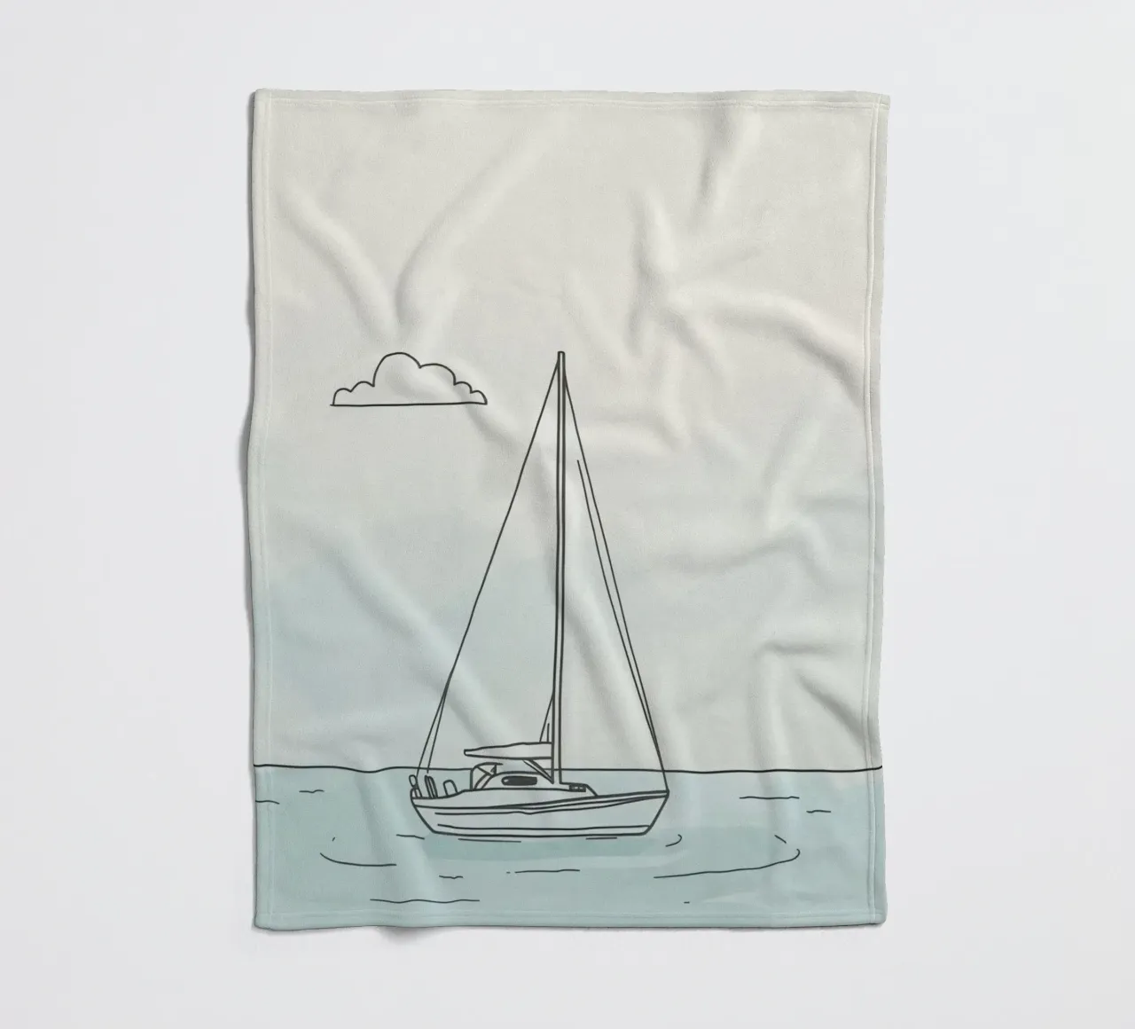 Segelboot treibt auf ruhigem Wasser unter einer leichten Wolke in Fleecedecke von DesignDoodle