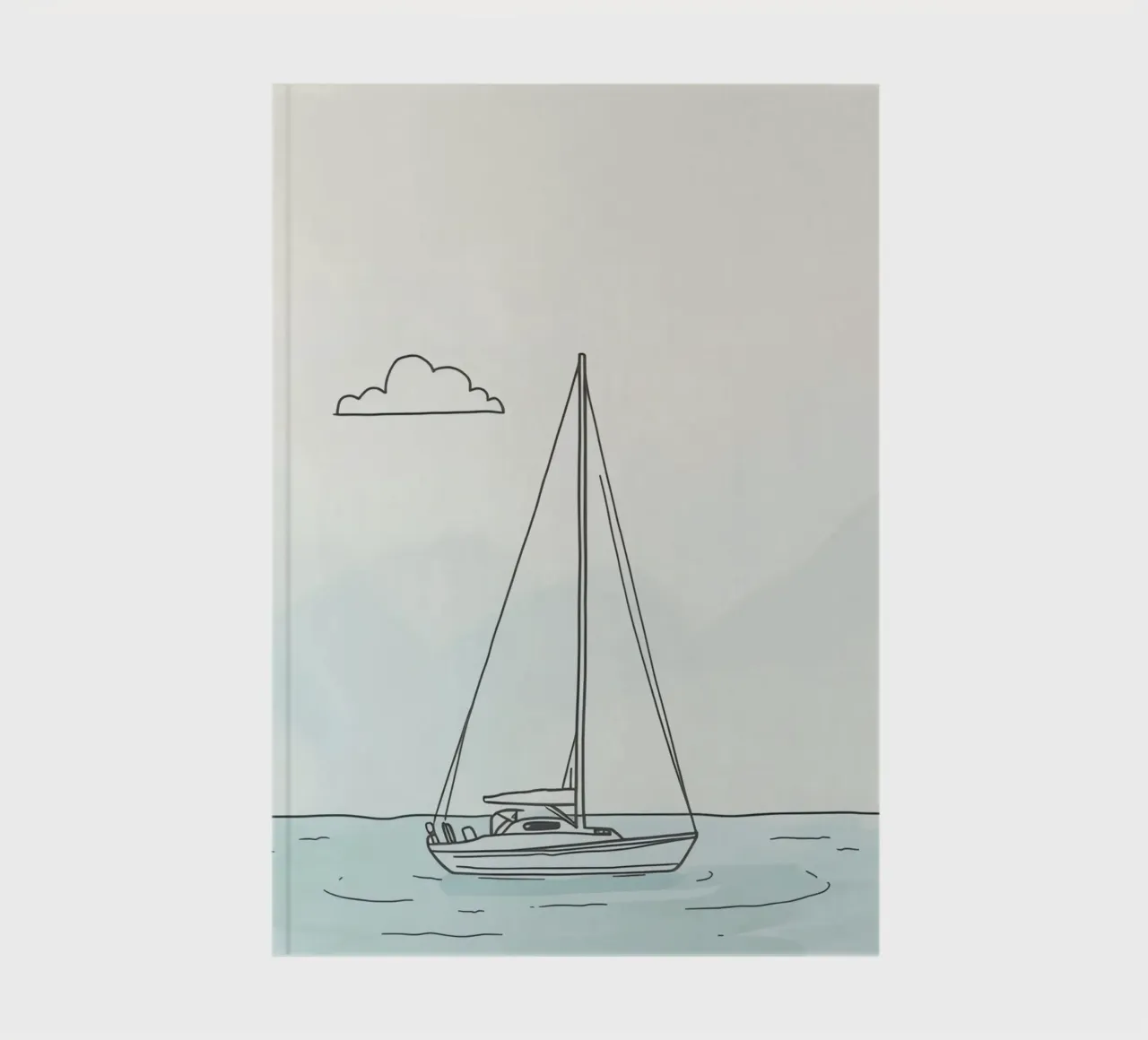 Sailboat drifting on calm waters under a light cloud in notebook by DesignDoodle