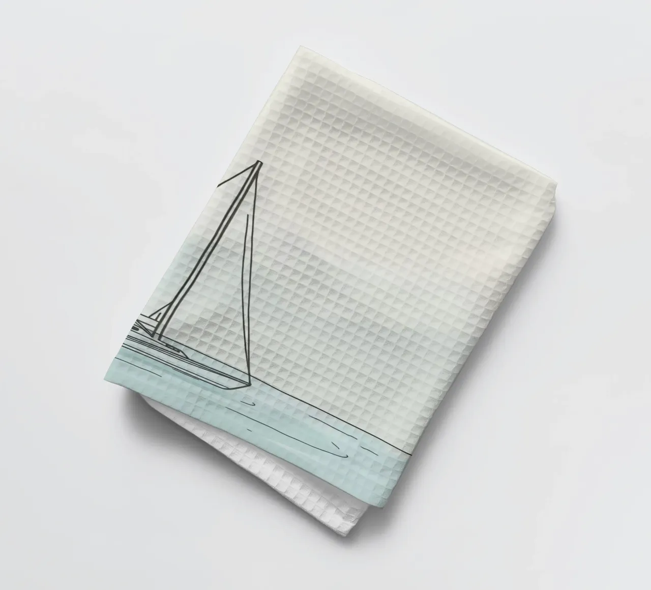 Voilier dérivant sur des eaux calmes sous un léger nuage en torchon de DesignDoodle