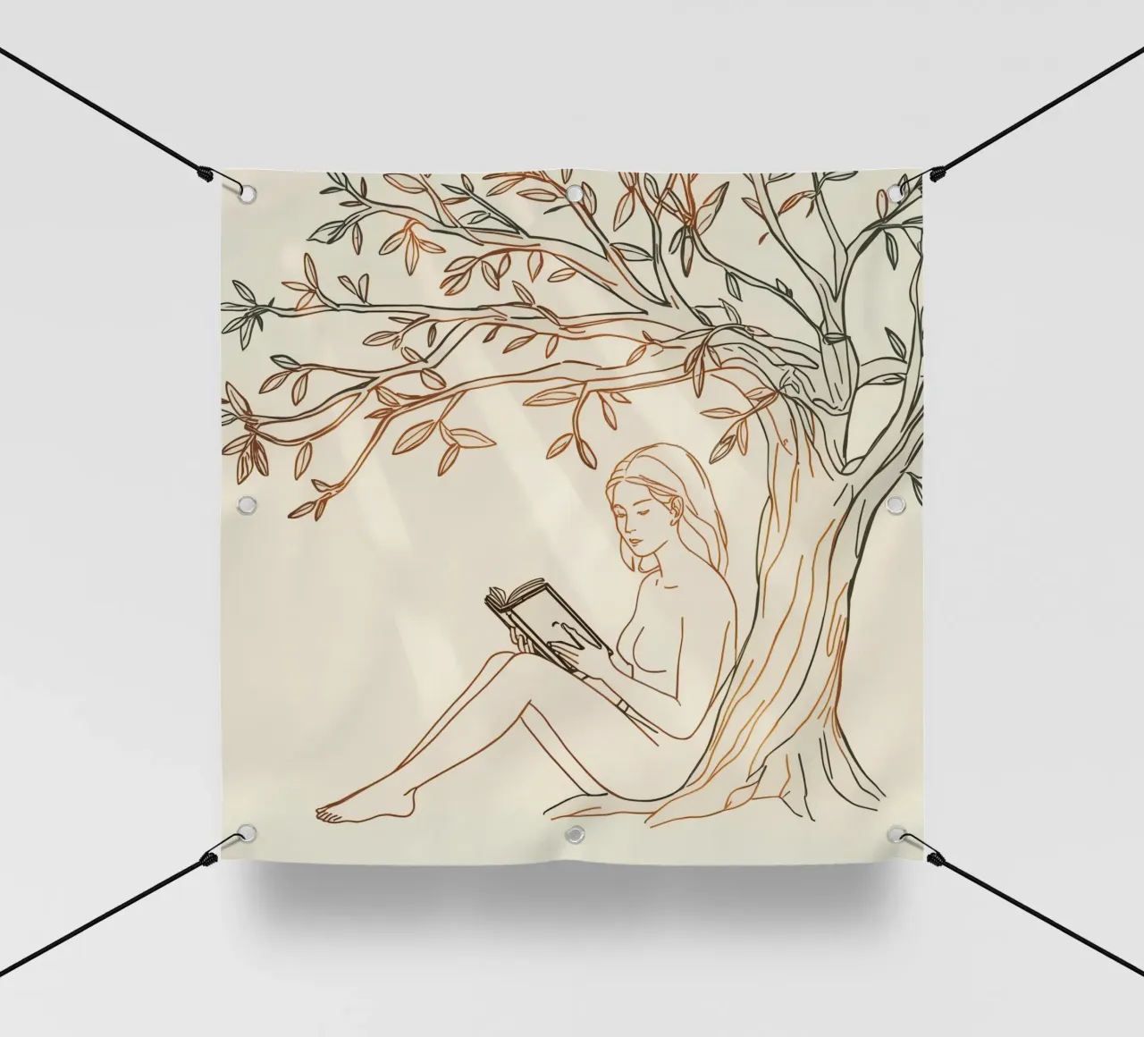 Leggere sotto un albero in una giornata di sole con la natura circostante telo in pvc da DesignDoodle
