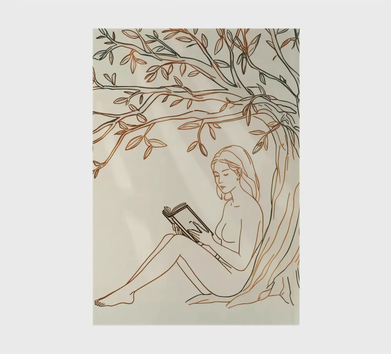 Reading under a tree on a sunny day with natural surrounding notebook by DesignDoodle