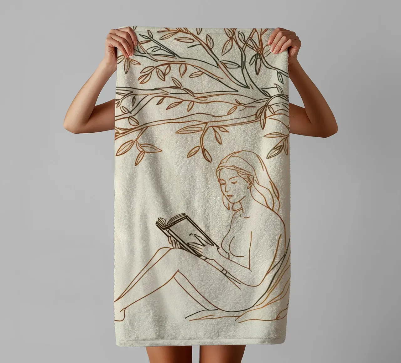 Reading under a tree on a sunny day with natural surrounding towel by DesignDoodle