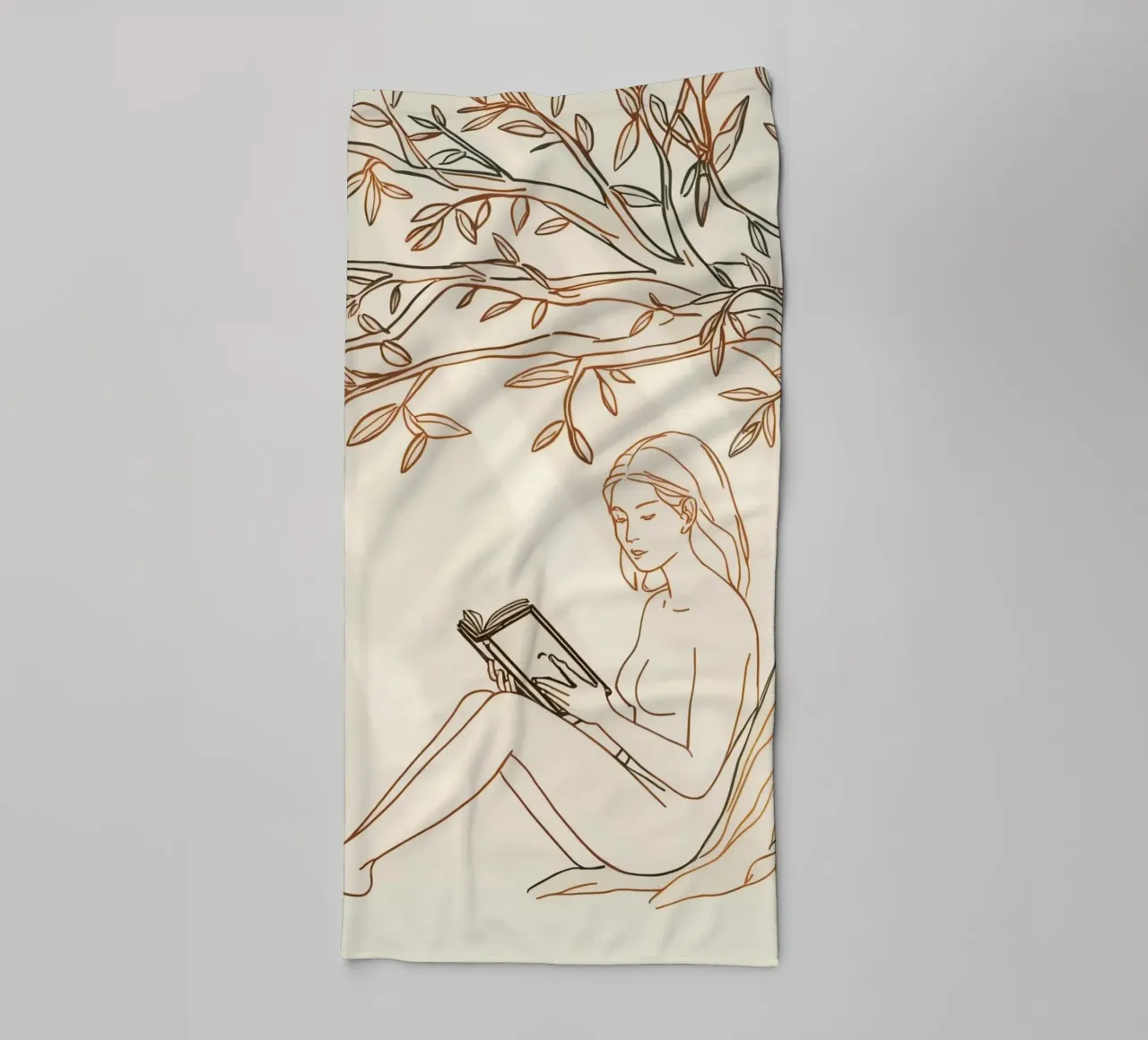 Reading under a tree on a sunny day with natural surrounding towel by DesignDoodle