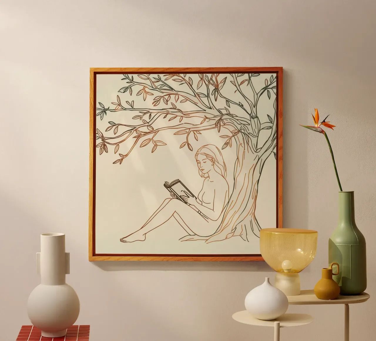 Leggere sotto un albero in una giornata di sole con la natura circostante plexiglass da DesignDoodle