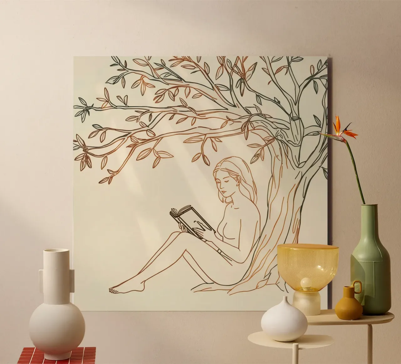 Leggere sotto un albero in una giornata di sole con la natura circostante alluminio dibond da DesignDoodle