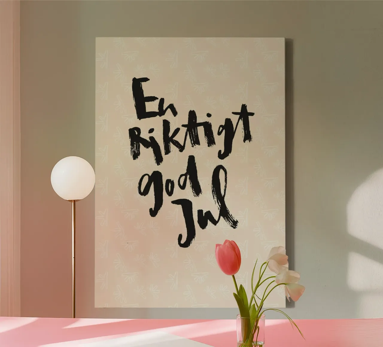 God Jul mit Muster canvas met Baklijst van Brushmeetspaper