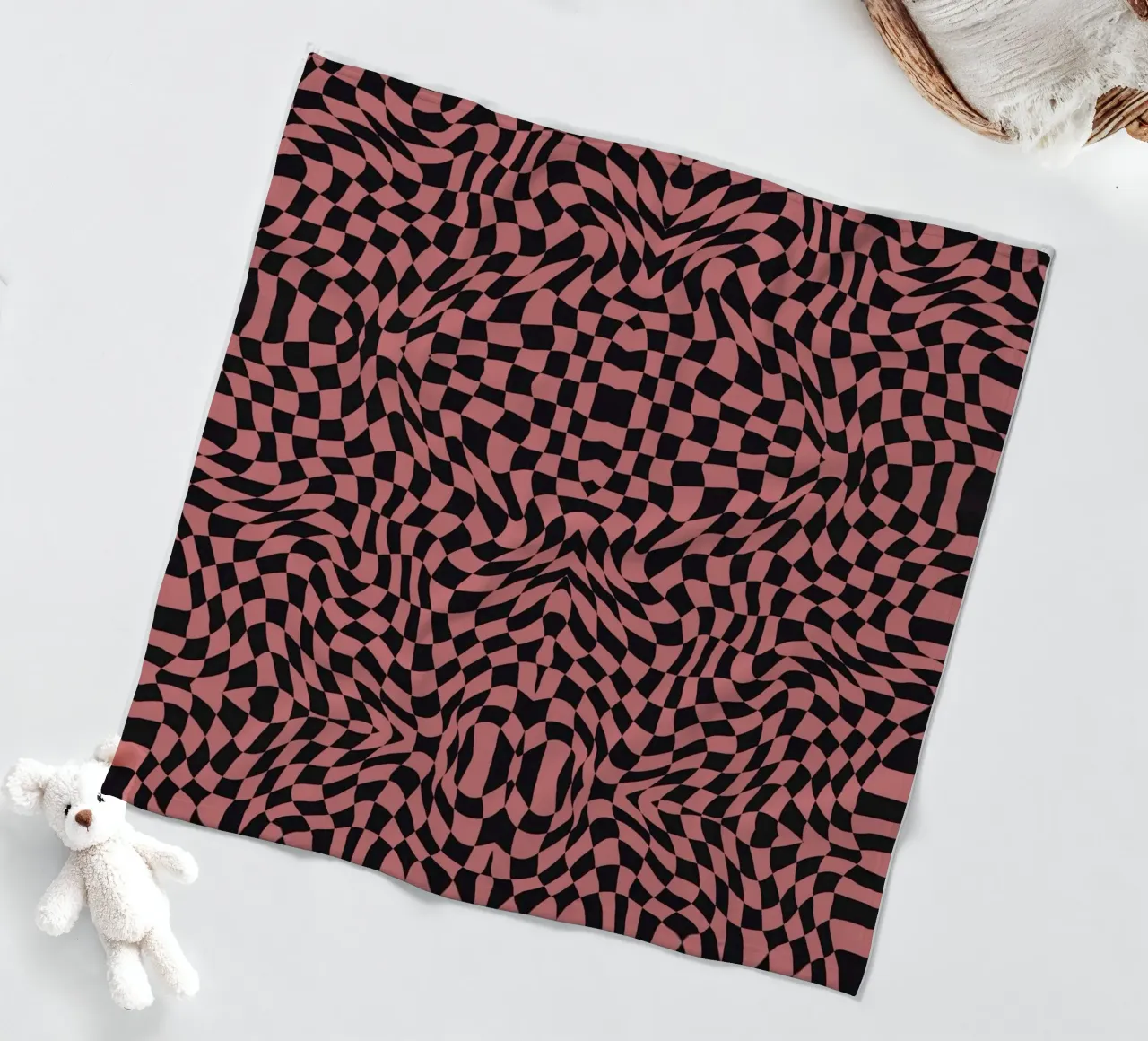 Symmetrical checker vibration 02 fleece blanket by Little Dean